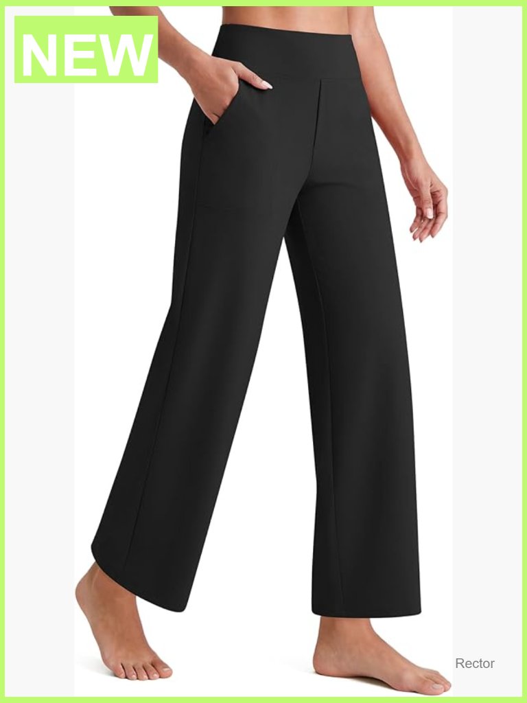 Wide Leg Ankle Yoga Dress Pants High Waist Stretch Pockets